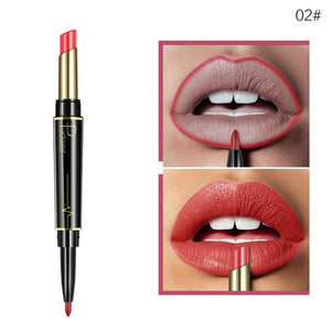 Pudaier Double Head Lipstick Lip Liner Pencils Makeup Waterproof Pigments Nude Color Nutritious With 3Pcs Guide Cards Gift TSLM2