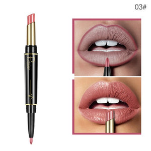 Pudaier Double Head Lipstick Lip Liner Pencils Makeup Waterproof Pigments Nude Color Nutritious With 3Pcs Guide Cards Gift TSLM2