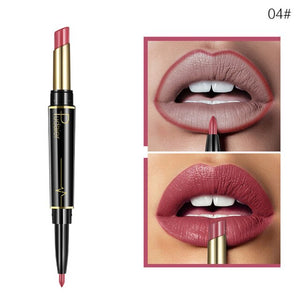 Pudaier Double Head Lipstick Lip Liner Pencils Makeup Waterproof Pigments Nude Color Nutritious With 3Pcs Guide Cards Gift TSLM2