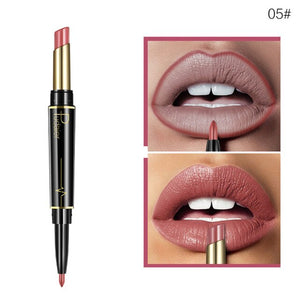 Pudaier Double Head Lipstick Lip Liner Pencils Makeup Waterproof Pigments Nude Color Nutritious With 3Pcs Guide Cards Gift TSLM2