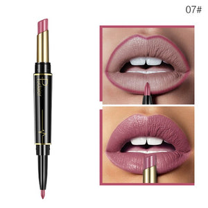 Pudaier Double Head Lipstick Lip Liner Pencils Makeup Waterproof Pigments Nude Color Nutritious With 3Pcs Guide Cards Gift TSLM2