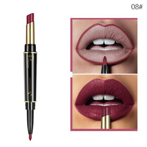 Pudaier Double Head Lipstick Lip Liner Pencils Makeup Waterproof Pigments Nude Color Nutritious With 3Pcs Guide Cards Gift TSLM2