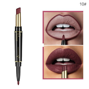 Pudaier Double Head Lipstick Lip Liner Pencils Makeup Waterproof Pigments Nude Color Nutritious With 3Pcs Guide Cards Gift TSLM2