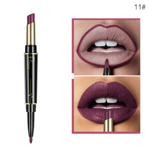 Pudaier Double Head Lipstick Lip Liner Pencils Makeup Waterproof Pigments Nude Color Nutritious With 3Pcs Guide Cards Gift TSLM2