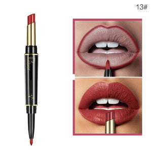 Pudaier Double Head Lipstick Lip Liner Pencils Makeup Waterproof Pigments Nude Color Nutritious With 3Pcs Guide Cards Gift TSLM2