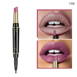 Pudaier Double Head Lipstick Lip Liner Pencils Makeup Waterproof Pigments Nude Color Nutritious With 3Pcs Guide Cards Gift TSLM2