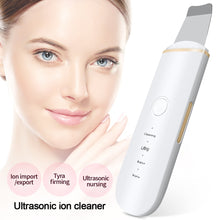 Load image into Gallery viewer, Ultrasonic Skin Scrubber Blackhead Remover Face Scrubber Cleanser Facial Pore Cleaner Face Lifting USB Face Skin Scraper
