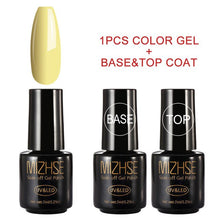 Load image into Gallery viewer, MIZHSE 7ML Nail Gel Polish UV LED Gel Nude Polish Soak off Pure Colors Yellow Color Series Nail Art Base Gel Gellak Paint Top
