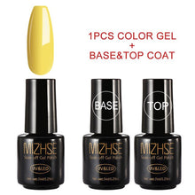 Load image into Gallery viewer, MIZHSE 7ML Nail Gel Polish UV LED Gel Nude Polish Soak off Pure Colors Yellow Color Series Nail Art Base Gel Gellak Paint Top
