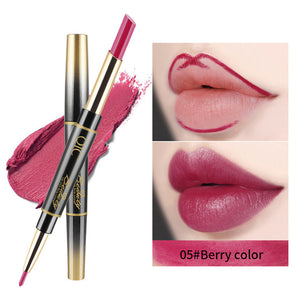 2 in 1 Lip LinerLong-lasting Lipstick Matte Lip Pencil Waterproof Moisturizing Lipsticks Makeup Contour Cosmetics TSLM2