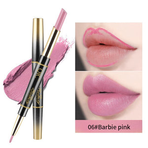 2 in 1 Lip LinerLong-lasting Lipstick Matte Lip Pencil Waterproof Moisturizing Lipsticks Makeup Contour Cosmetics TSLM2