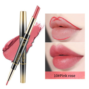 2 in 1 Lip LinerLong-lasting Lipstick Matte Lip Pencil Waterproof Moisturizing Lipsticks Makeup Contour Cosmetics TSLM2