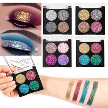 Load image into Gallery viewer, Festival Glitter Sequin Eye Shadow Palette Shimmer 4 Colors Professional Eyes Star Make Up Pigment Makeup Eyeshadow Pallete
