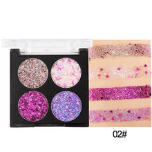 Load image into Gallery viewer, Festival Glitter Sequin Eye Shadow Palette Shimmer 4 Colors Professional Eyes Star Make Up Pigment Makeup Eyeshadow Pallete
