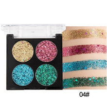 Load image into Gallery viewer, Festival Glitter Sequin Eye Shadow Palette Shimmer 4 Colors Professional Eyes Star Make Up Pigment Makeup Eyeshadow Pallete
