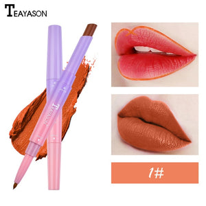 Double Lipstick Lip Liner Natural Matte Lipstick Long Lasting Moisturizing Rotating Lip Liner Lip Care Makeup Tool Lady TSLM1