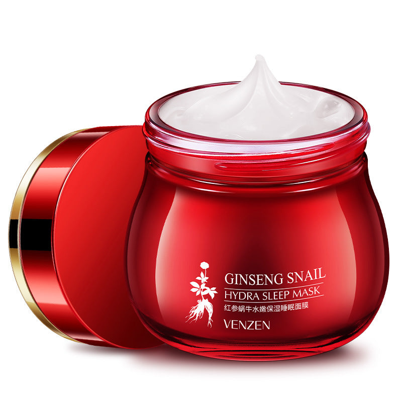 Ginseng Snail Sleeping Face Cream Moisturizing Nourishing Hydration No Wash Night Cream Smoothing Gel Skin Care