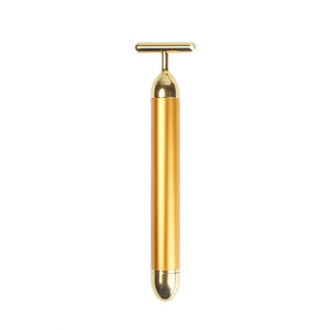 24K Gold Roller Vibrating Facial Massager Slimming Facial Skin Beauty Bar Pulse Firming Face Massage Lift Tightening Wrinkle Bar