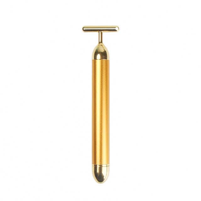 24K Gold Roller Vibrating Facial Massager Slimming Facial Skin Beauty Bar Pulse Firming Face Massage Lift Tightening Wrinkle Bar