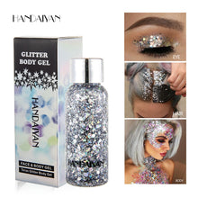 Load image into Gallery viewer, HANDAIYAN 8 Colors Glitter Shiny body Painting Gel Cream Face Glitter Body Art Eye Shadow Festival Party Eye Makeup Cream TSLM1
