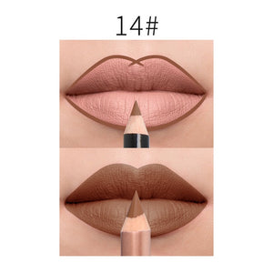 2Pcs/Set 15Color Nude Matte Lipstick Pen with Lip Liner Set Waterproof Lip Set Focallure Makeup Product Brown Women Beauty Tools