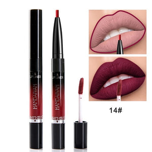 HANDAIYAN 2 In 1 Lip Liner Pencil Lipstick 14 Color Lip Makeup Matte Waterproof Long Lasting Nude Lip Tint Cosmetic Lipliner Pen