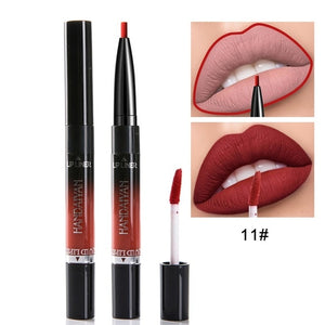 HANDAIYAN 2 In 1 Lip Liner Pencil Lipstick 14 Color Lip Makeup Matte Waterproof Long Lasting Nude Lip Tint Cosmetic Lipliner Pen