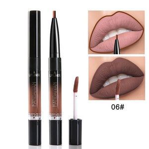 HANDAIYAN 2 In 1 Lip Liner Pencil Lipstick 14 Color Lip Makeup Matte Waterproof Long Lasting Nude Lip Tint Cosmetic Lipliner Pen