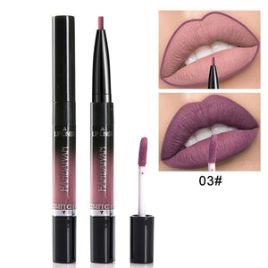 HANDAIYAN 2 In 1 Lip Liner Pencil Lipstick 14 Color Lip Makeup Matte Waterproof Long Lasting Nude Lip Tint Cosmetic Lipliner Pen