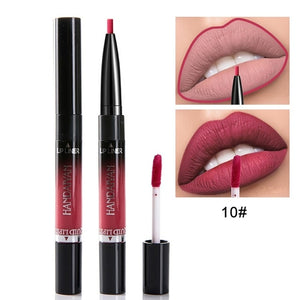 HANDAIYAN 2 In 1 Lip Liner Pencil Lipstick 14 Color Lip Makeup Matte Waterproof Long Lasting Nude Lip Tint Cosmetic Lipliner Pen