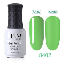 Load image into Gallery viewer, HNM Green Color Series Gel Nail Polish Need Matt Top Paint Enamel Primer Varnish Soak Off UV LED Lamp Set Semi Permanent Lacquer
