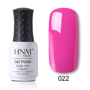 HNM 8ml Blue Red Pink Green Yellow Color Gel Nail Polish UV LED Lamp Semi Permanent Varnish Hybird Base Top Primer Manicure