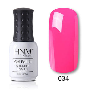 HNM 8ml Blue Red Pink Green Yellow Color Gel Nail Polish UV LED Lamp Semi Permanent Varnish Hybird Base Top Primer Manicure