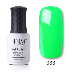 HNM 8ml Blue Red Pink Green Yellow Color Gel Nail Polish UV LED Lamp Semi Permanent Varnish Hybird Base Top Primer Manicure