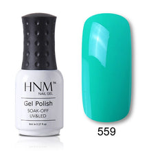 Load image into Gallery viewer, HNM 8ml Blue Red Pink Green Yellow Color Gel Nail Polish UV LED Lamp Semi Permanent Varnish Hybird Base Top Primer Manicure
