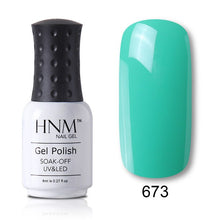 Load image into Gallery viewer, HNM 8ml Blue Red Pink Green Yellow Color Gel Nail Polish UV LED Lamp Semi Permanent Varnish Hybird Base Top Primer Manicure
