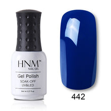 Load image into Gallery viewer, HNM 8ml Blue Red Pink Green Yellow Color Gel Nail Polish UV LED Lamp Semi Permanent Varnish Hybird Base Top Primer Manicure
