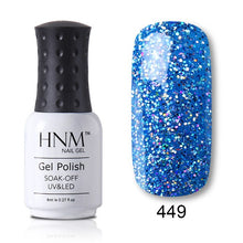 Load image into Gallery viewer, HNM 8ml Blue Red Pink Green Yellow Color Gel Nail Polish UV LED Lamp Semi Permanent Varnish Hybird Base Top Primer Manicure
