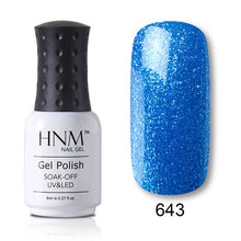 Load image into Gallery viewer, HNM 8ml Blue Red Pink Green Yellow Color Gel Nail Polish UV LED Lamp Semi Permanent Varnish Hybird Base Top Primer Manicure
