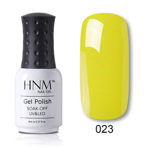 HNM 8ml Blue Red Pink Green Yellow Color Gel Nail Polish UV LED Lamp Semi Permanent Varnish Hybird Base Top Primer Manicure