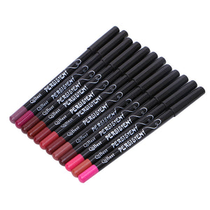 Free shipping 12x Qibest Waterproof Lip Liner Pencil Set Moisturizing Matte Long Lasting Retro Makeup Make Up 12 Color