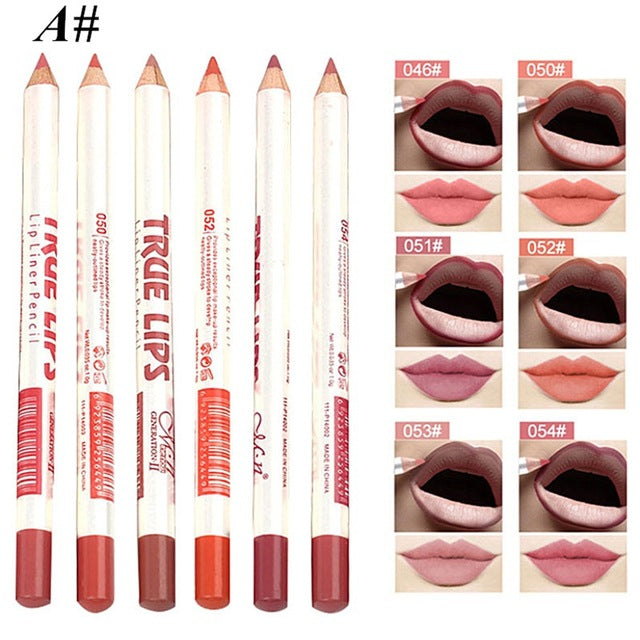 New 2018 6Pcs Cosmetic Wood Lipliner Waterproof Lady Charming Lip Liner Soft Pencil Makeup Matte Wood Lipliner Pencil Set