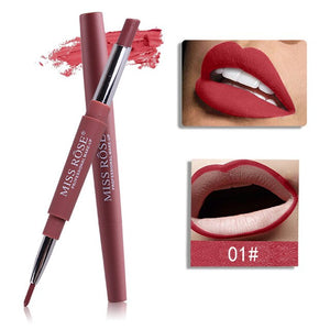 MISS ROSE 1PC 2 In 1 Double Head Lip Liner Pencils Waterproof Matte Lipstick Long Lasting Pigments Nude Color Lipliner Pen TSLM2