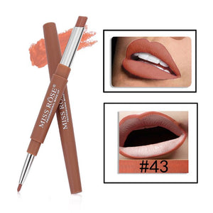 MISS ROSE 1PC 2 In 1 Double Head Lip Liner Pencils Waterproof Matte Lipstick Long Lasting Pigments Nude Color Lipliner Pen TSLM2