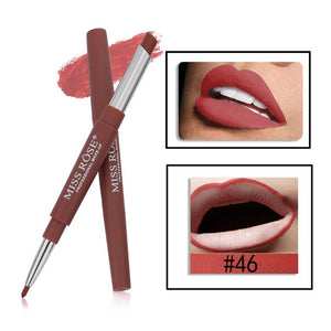 MISS ROSE 1PC 2 In 1 Double Head Lip Liner Pencils Waterproof Matte Lipstick Long Lasting Pigments Nude Color Lipliner Pen TSLM2