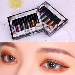 6 Colors/Set  Eyeshadow Set Metal Liquid Eyeshadow Waterproof Diamond Glitter Eye shadow Makeup Tool  Soft Charm Colorful Diamon