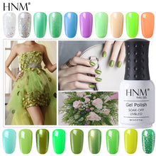 Load image into Gallery viewer, HNM 8ml New Green Yellow Color UV Gel Nail Polish Varnish Soak Off LED Lamp Hybird GelLak For Manicure Nail Art Stamping Lacquer
