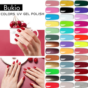 Bukio  Nail Polish Pure Color Semi Permanent Base top Need UV LED lamp For Manicure Varnish Paint Hybrid ROSALIND nail gel