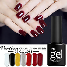 Load image into Gallery viewer, Verntion 8Ml Pure 29 Colors UV Gel Nail Polish High Quality Lucky LED Varnish Primers Top LED Hybrid Semi Permanent Paint Gellak
