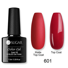 Load image into Gallery viewer, UR SUGAR Matte Top Coat Color UV Gel Nail Polish Red Pink Series Semi Permanent Soak Off UV Gel Varnish DIY Nail Art Gel Paint
